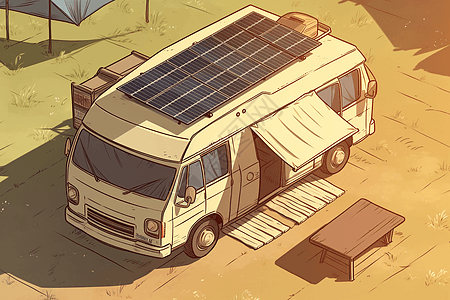 露营车上的太阳能板图片