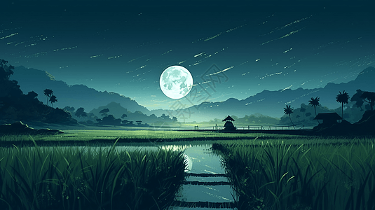 夏日宁静的稻田图片