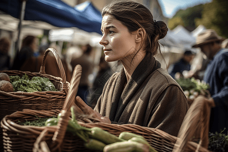 妇女正在卖菜图片