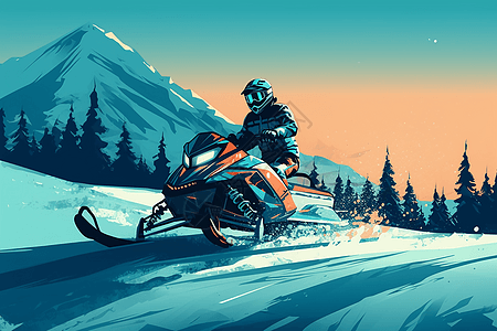 驾驶雪地摩托车行驶图片