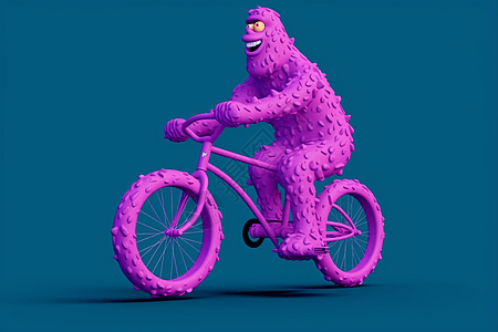 紫色雪人卡通自行车图片