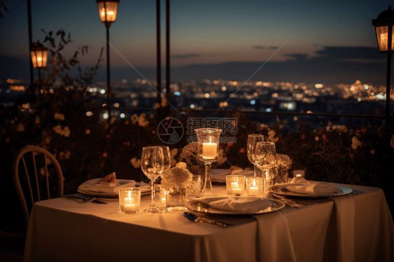 浪漫的户外晚餐图片