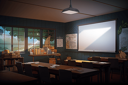 投影仪屏幕的教室图片