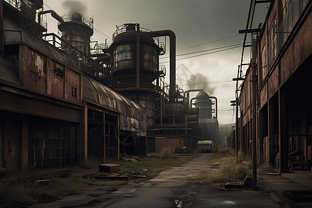 偏僻破旧的工厂图片
