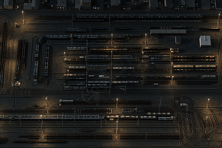 夜晚的工业铁路场图片