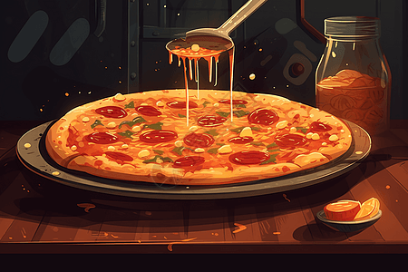 新鲜出炉的披萨图片