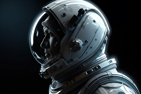 3D宇航员头盔和上半身的特写镜头图片