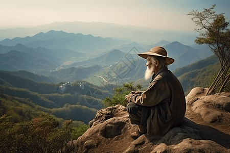 白胡子老人图片