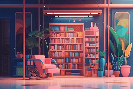 粉色的书架背景图片