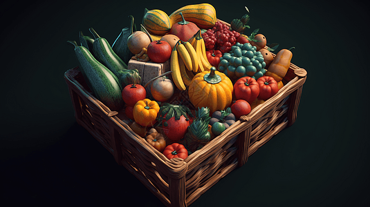 新鲜的水果蔬菜背景图片