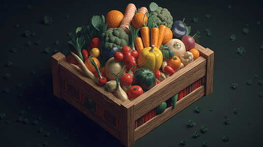 筐子里的水果蔬菜图片