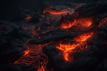 火爆的熔岩流图片