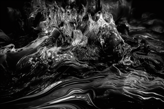 汹涌澎湃的黑白液体图片
