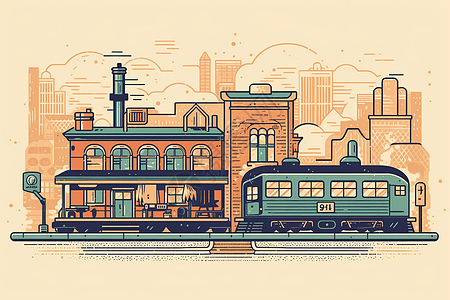 漫画的火车建筑图片