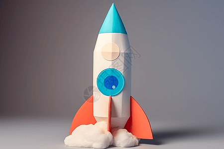 蓝色圆形顶部的火箭图片