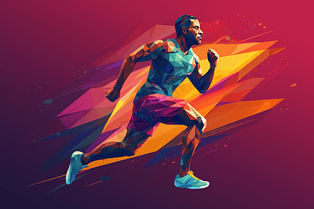 男子跑步的平面插图图片