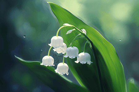 夏天雨后雨后的铃兰花背景