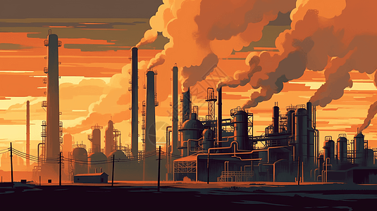 一个炼油厂的插图图片