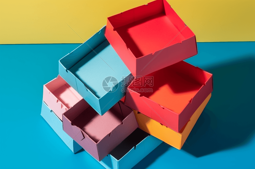 3D立体彩色盒子排列图片