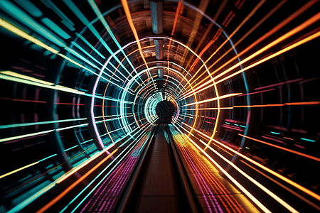 未来城市时空隧道渲染图背景图片
