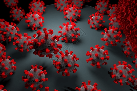 红色病毒模型图片
