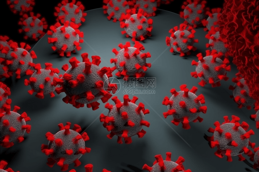 红色病毒模型图片