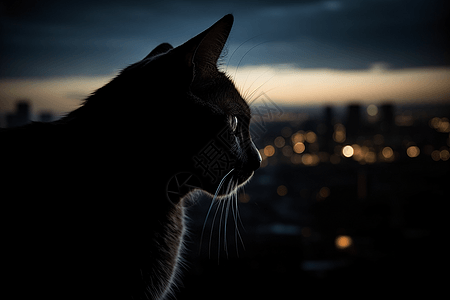 俯瞰城市的猫图片