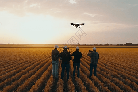使用无人机的农民图片