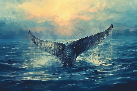 海洋鲸鱼的尾巴图片