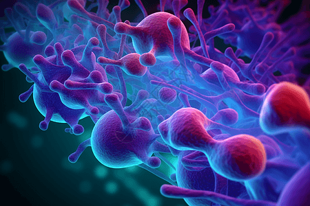3D蓝紫色的细胞模型图片