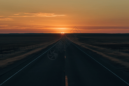 公路的日落景色图片