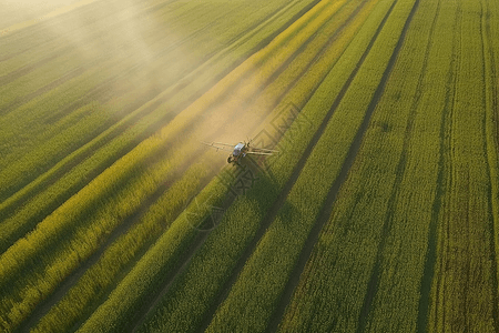 无人机放大杀虫剂在农田上精确应用高清图片