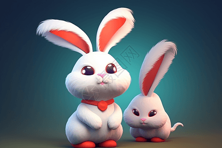 红色耳朵兔子背景图片