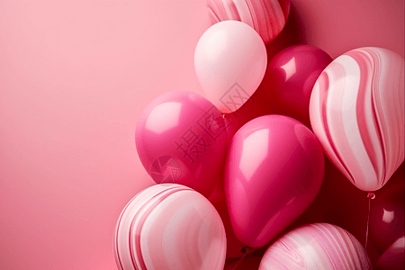 气球3D排列抽象粉色气球背景