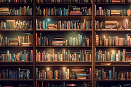 种类繁多的书籍在书架上图片