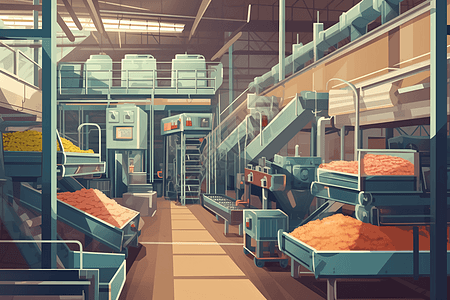 食品加工厂的生产车间图片