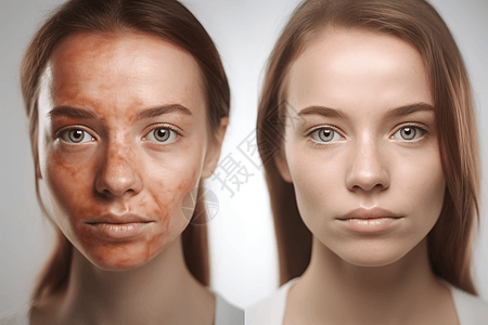 美容前后对比图进行面部治疗后的图片背景