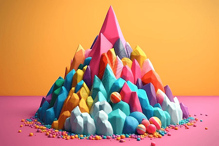 3D彩色山脉模型图片