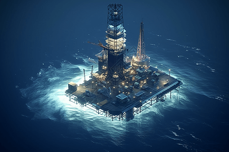 在海上的石油钻井平台背景图片