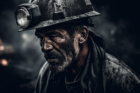 工人从深井开采煤炭高清图片