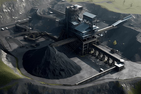 煤矿厂鸟瞰效果图图片