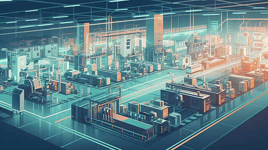 电子自动化生产工厂插画图片