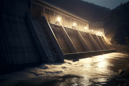 水力发电的水坝图片