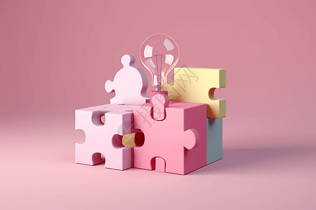 彩色拼图立方体3d渲染模型图片