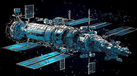 国际空间站对接的航天器背景图片