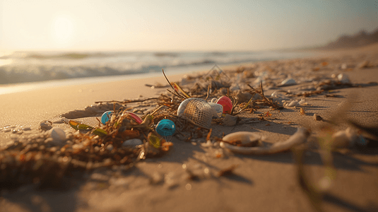 海滩垃圾和塑料污染图片