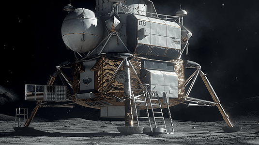 在月球表面的阿波罗月球着陆器图片