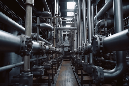 化工加工厂复杂的管道阀门图片