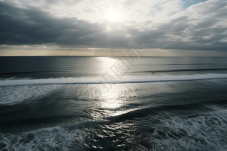 无人驾驶飞机捕捉广阔的海洋风景图片