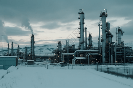 雪地里的炼油厂图片